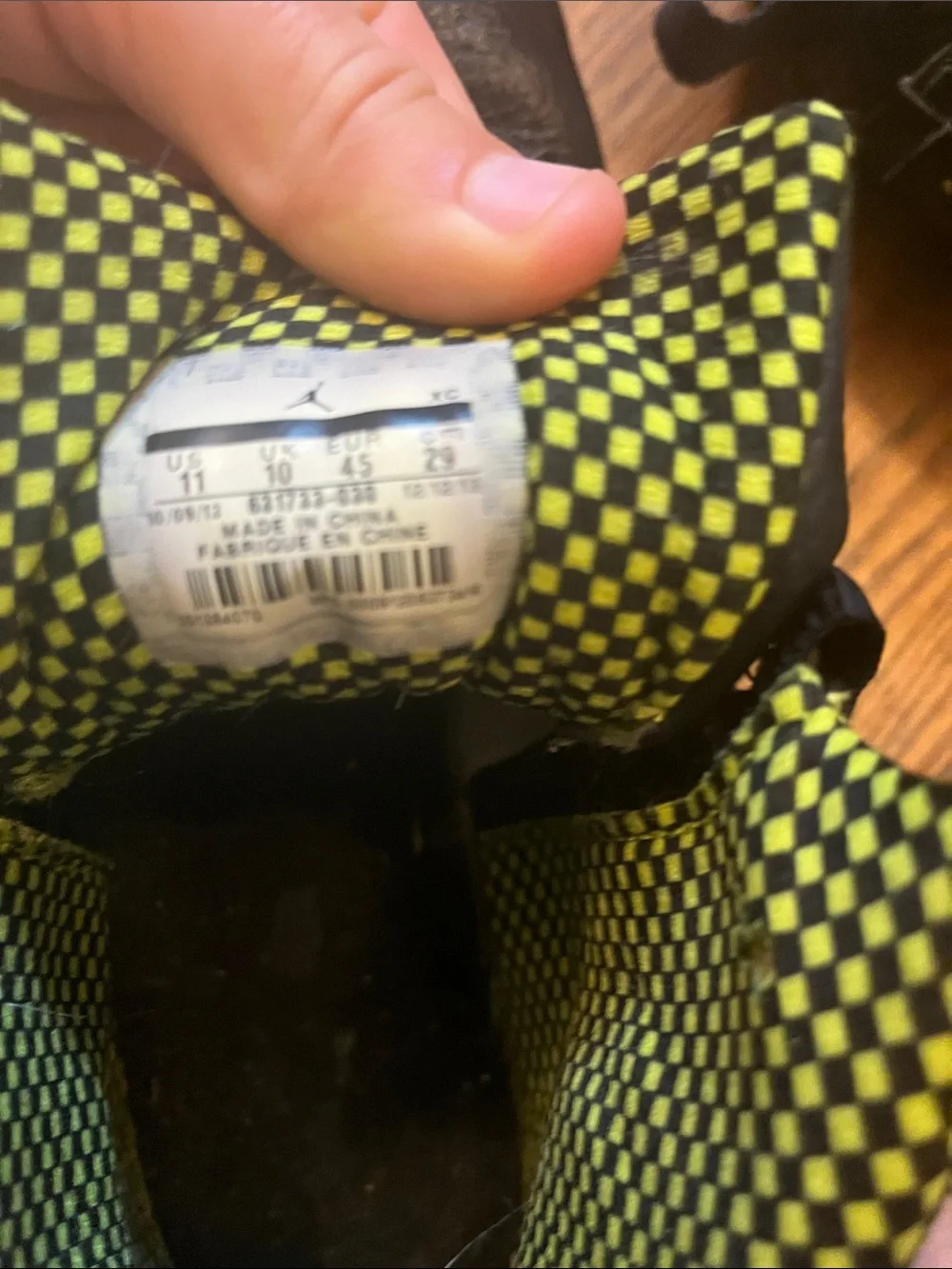 Nike Black High-Top Sneakers with Yellow Check Lining no laces